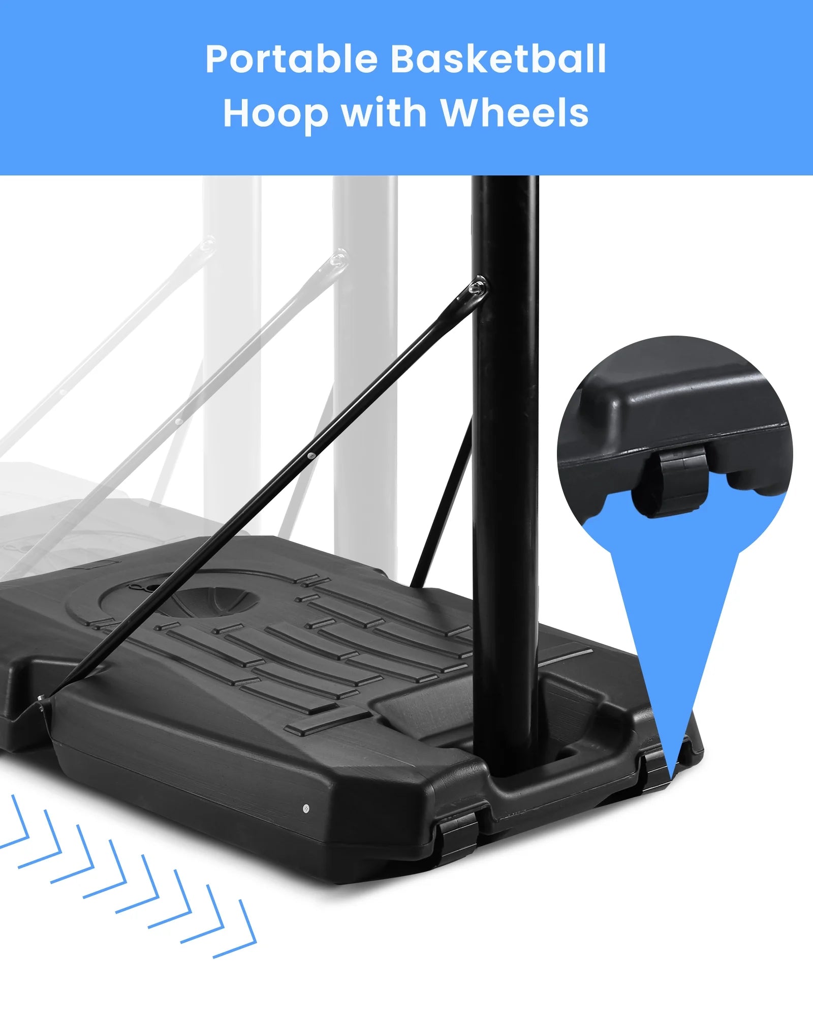 Portable Basketball Hoop Goal Basketball Hoop System Height Adjustable 7 Ft. 6 In..10 Ft. with 44 Inch Indoor Outdoor PVC Backboard Material