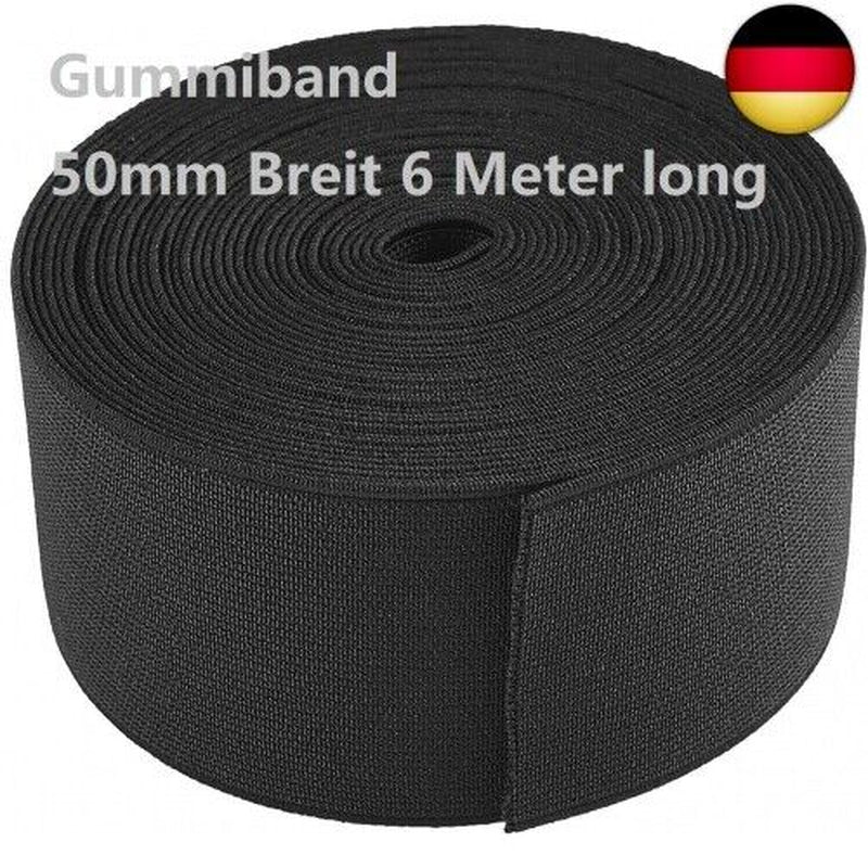 Jalan 6 Meter Gummiband Elastisch Band 50 Mm Breit, Schwarz