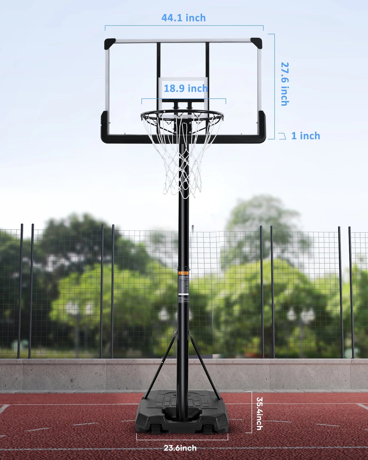 Portable Basketball Hoop Goal Basketball Hoop System Height Adjustable 7 Ft. 6 In..10 Ft. with 44 Inch Indoor Outdoor PVC Backboard Material